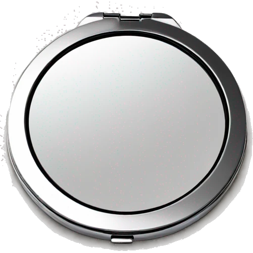 A round, elegant opened compact mirror with a shiny exterior. emoji