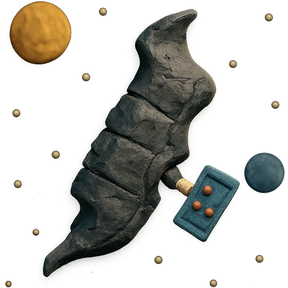 plasticine texture Black Knight Satellite floating in space emoji
