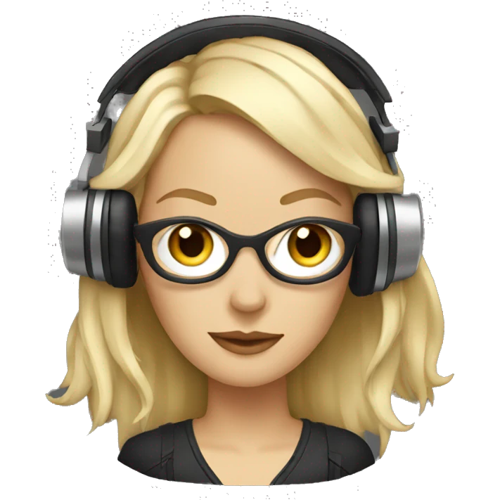 white woman music producer with headphones emoji