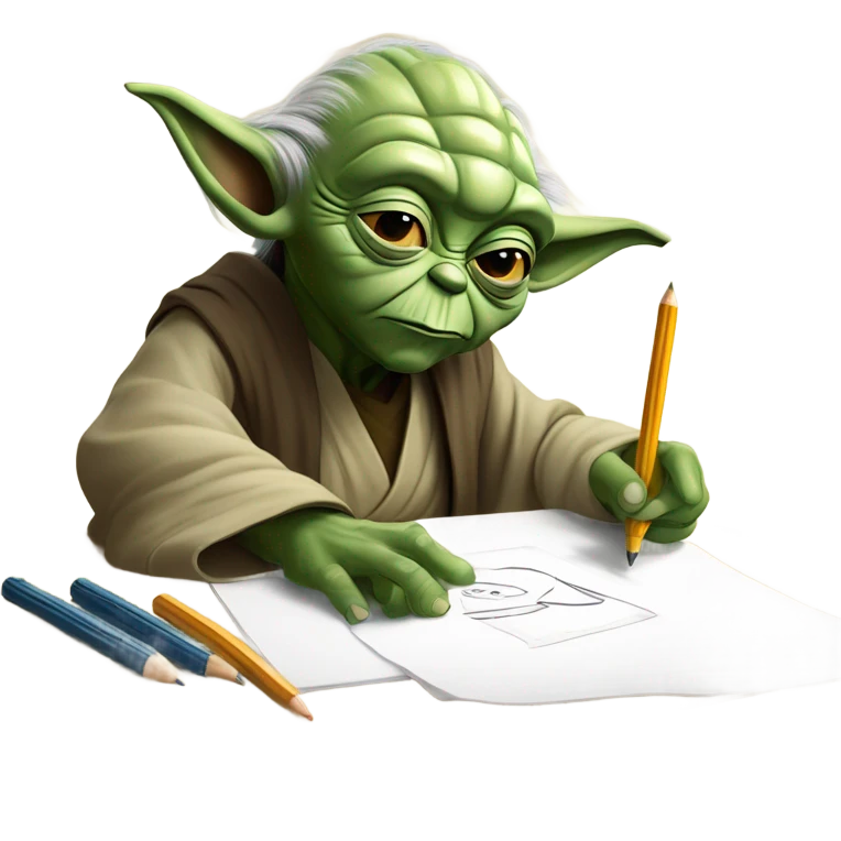 Master Yoda draws a picture of Master Yoda emoji