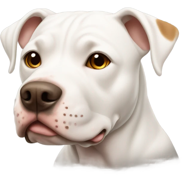 White pit bull with brown ear emoji