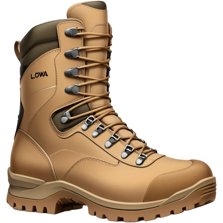 Lowa military tactical hiking boots in tan color emoji