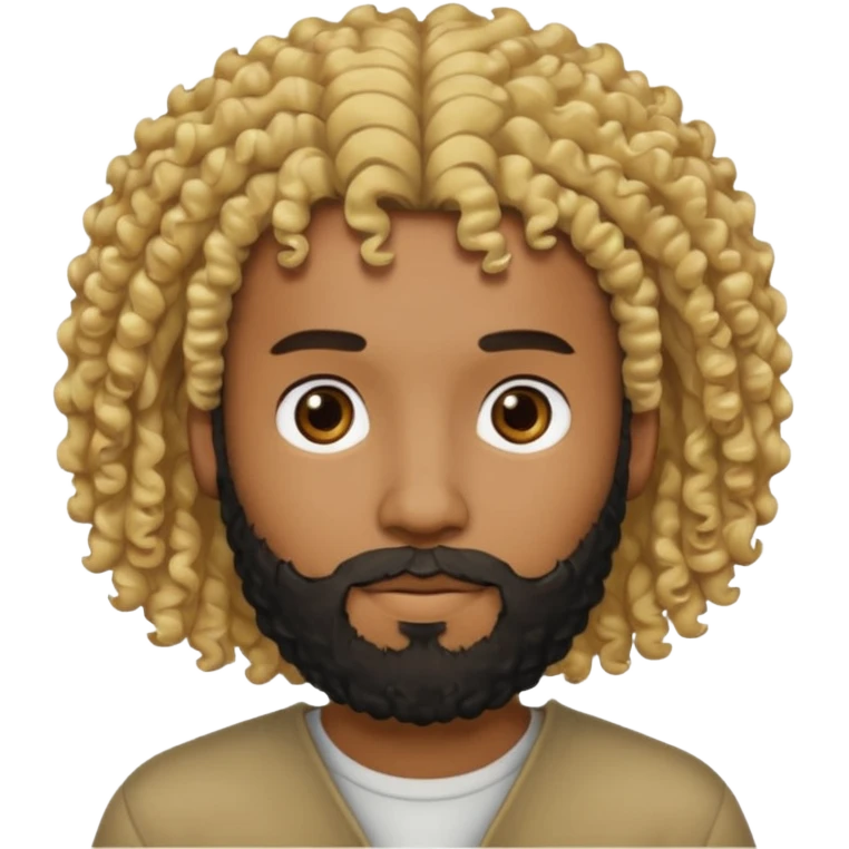 Black man with curly blonde hair like 👨🏾‍🦱and a black beard🧔🏾‍♂️ emoji