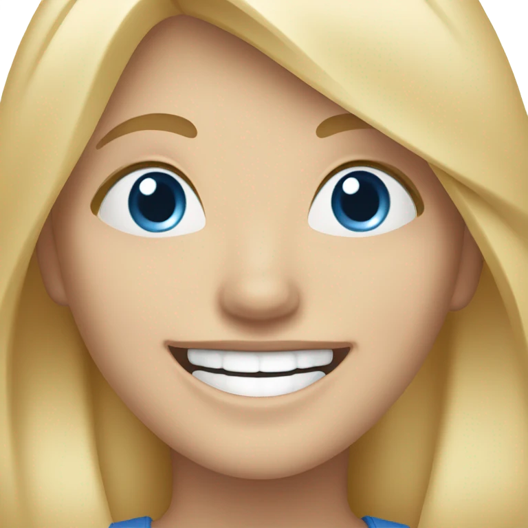 Blonde blue eyed woman laughing emoji