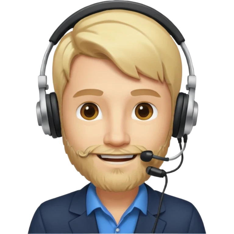 a sales agent with headphones and beard blonde hair smile emoji