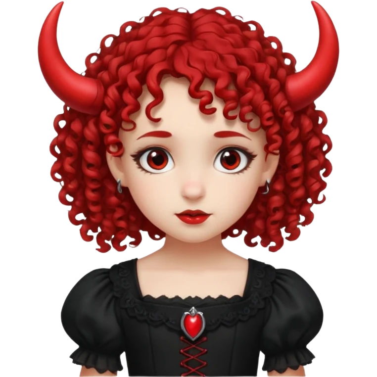 curly hair girl kid with small red horns emoji