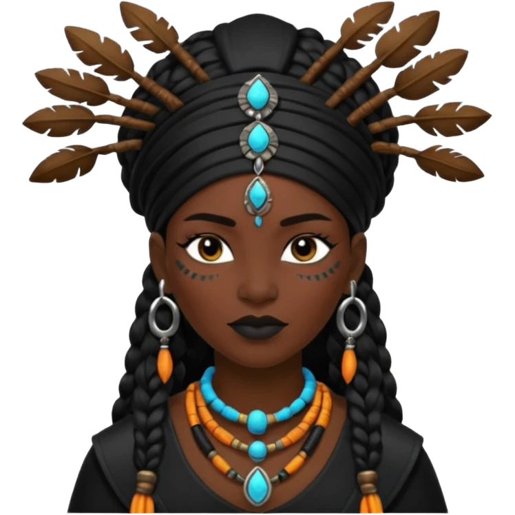 shaman woman black clothes black accesories  emoji