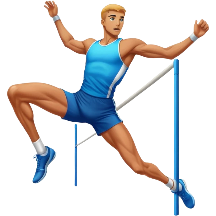 high jump athlete clearing the bar, dynamic action emoji