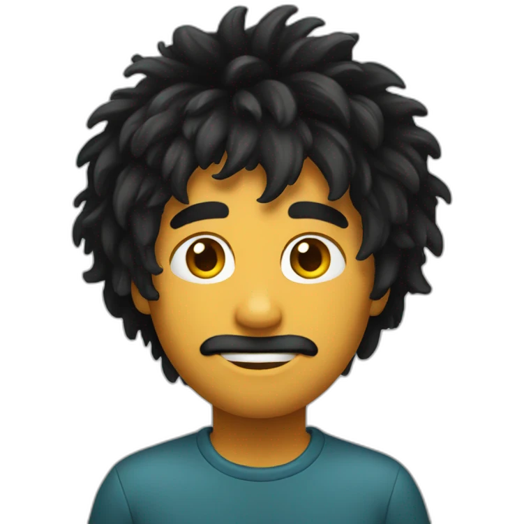 black shaggy hair emoji