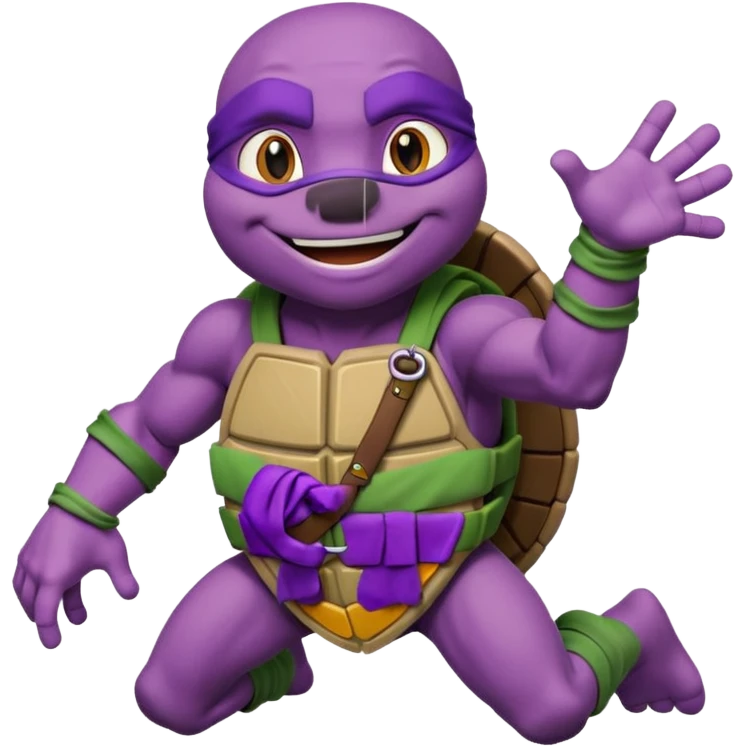Donatello from Teenage Mutant Ninja Turtles, emoji style, in a dynamic pose emoji