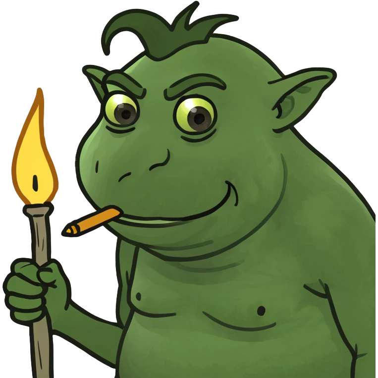 ugly troll with wand emoji