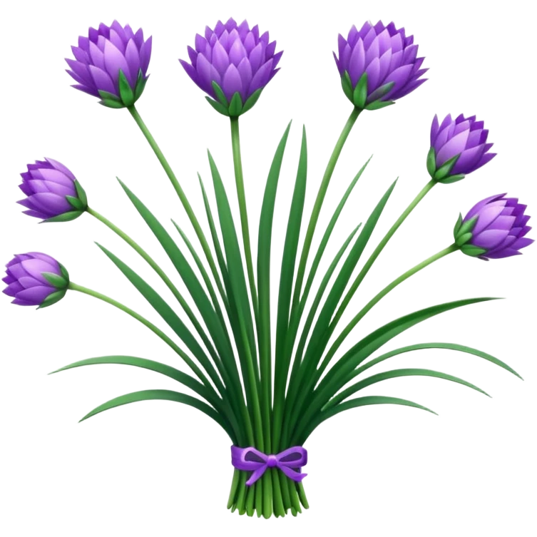 A bunch of chives with a single flower emoji