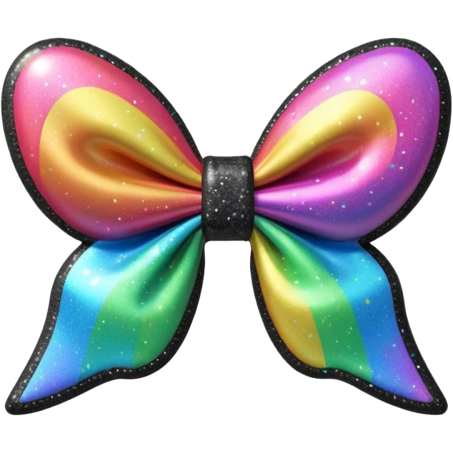 masterpiece,8000x8000px, 8k quailty, no background. 3D rendering, isolated bow in black holographic glitter with a slight rainbow glitter effect cartoon 3D emoji concept render, facing forward, matte finish, 3D emoji render, app icon, new iOS 18.4 style, glossy cute emoji