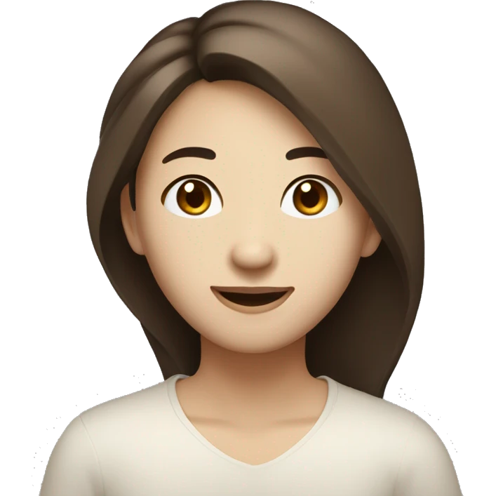 a person in their 20s with brown hair, brown eyes, and ivory skin, appearing as a friendly and positive Asian individual. a passionate product designer, and talkative emoji