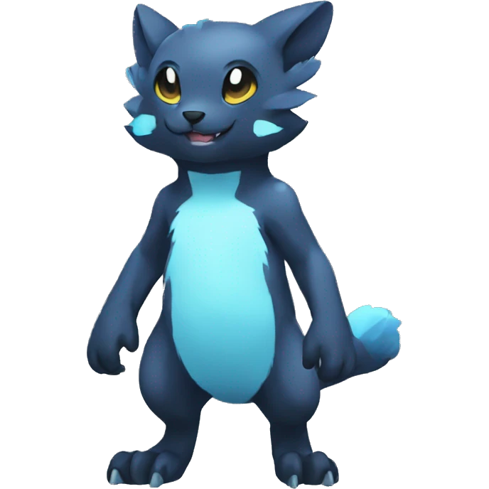 Cute cool black blue animal hybrid Fakemon full body emoji