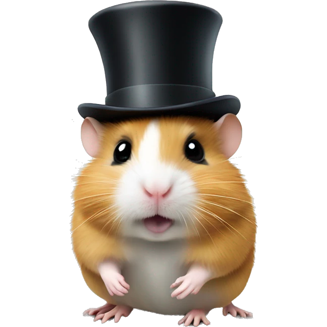 Hamster with a top hat and monical emoji