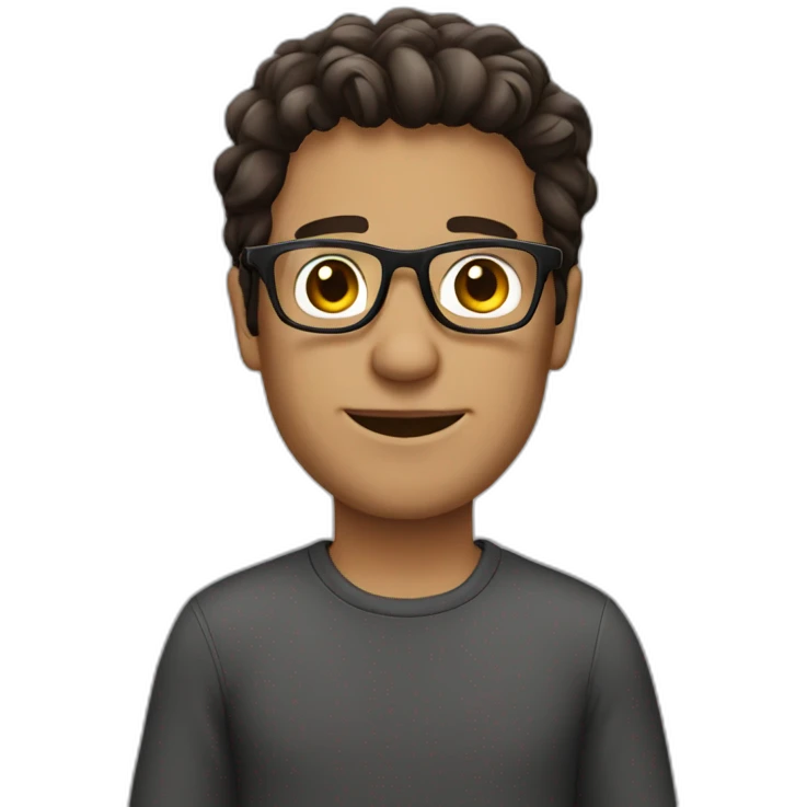 man dark brown hair glasses on pc emoji