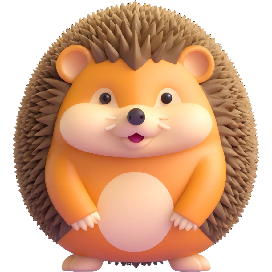 small cute hedgehog with round body, brown spines, pointed nose and tiny legs emoji