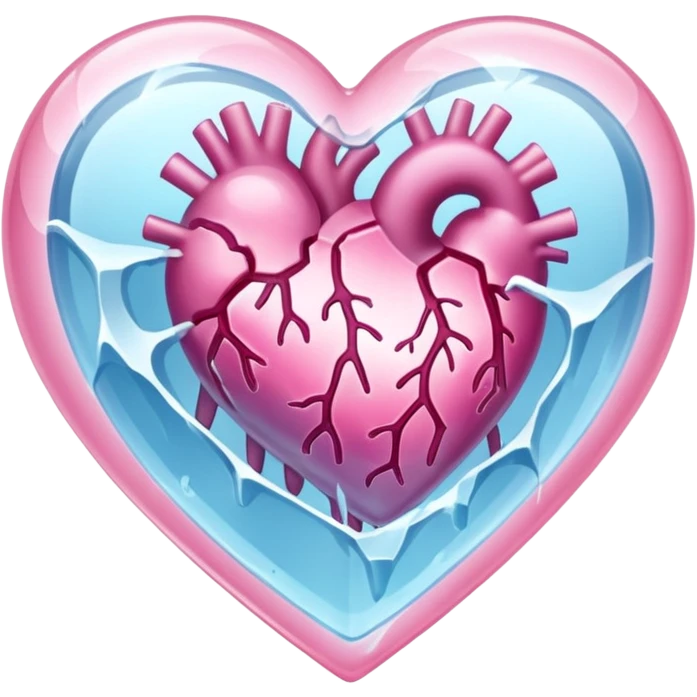 Heart encased in ice, fracture spreading emoji