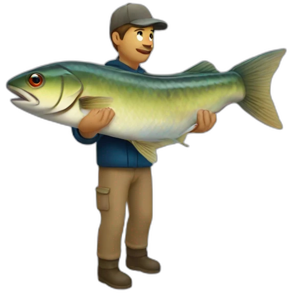 A fish fishing an human emoji