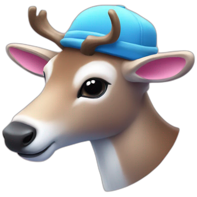 humanoid-reindeer-with-blue-nose-pink-hat-chibbi emoji