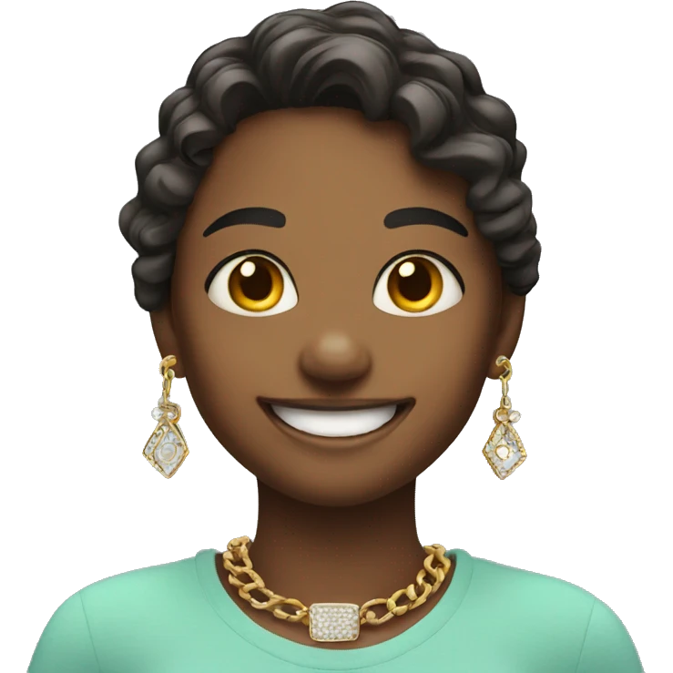smiling girl with jewelry and braces  emoji