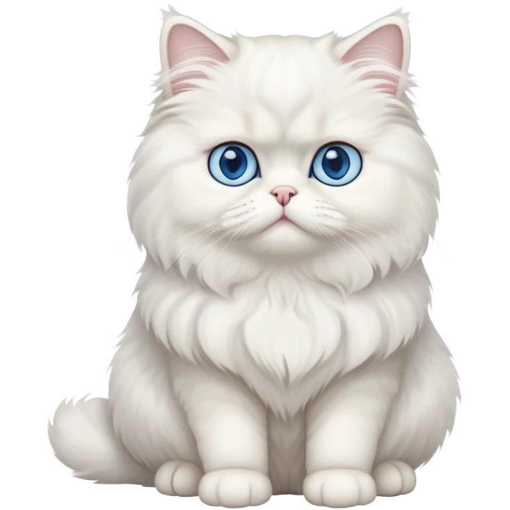 white Persian cat full body sitting with blue eyes emoji