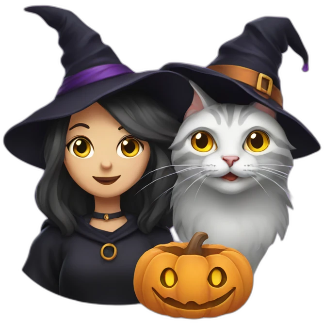 Cat and witch emoji