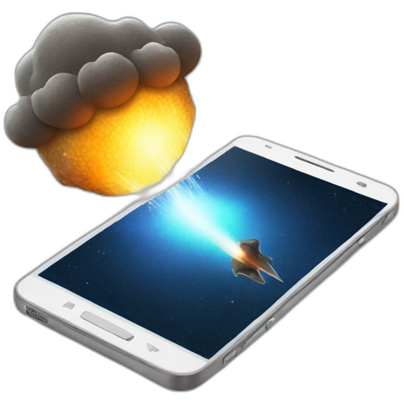 a meteor hitting a cell phone emoji