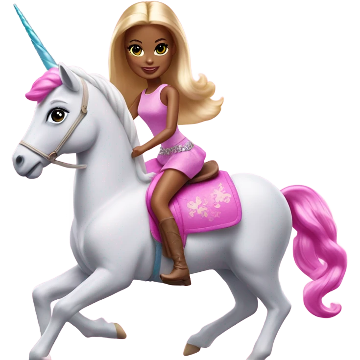 barbie riding a unicorn emoji