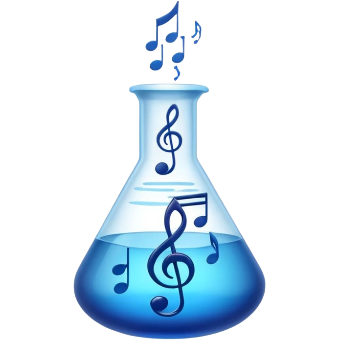 blue flask beaker with music coming out emoji
