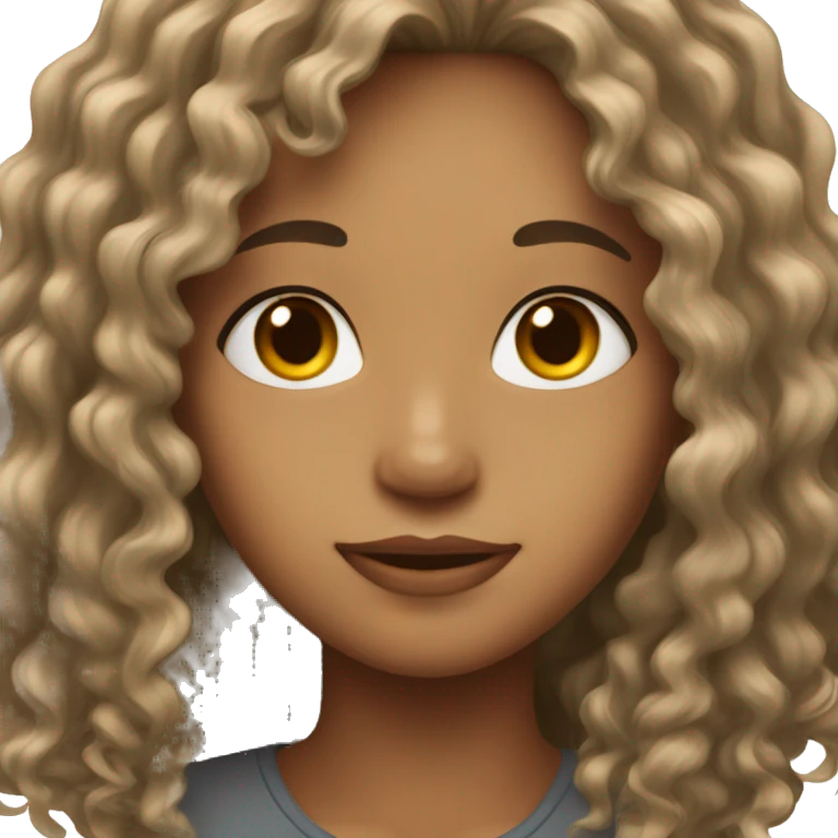 A young woman with light brown skin long curly black hair emoji