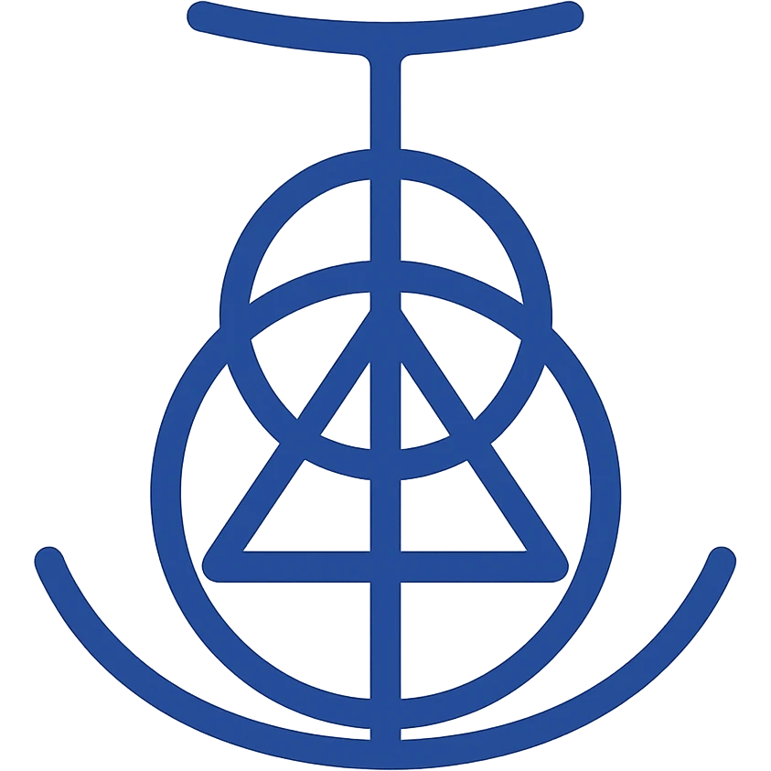 Reimagine the Elden Ring program icon in a flat, modern blue style consistent with previous icons in this style. Use almost exclusively shades of blue with clean, simple lines and a fully transparent background. The icon should feature a simplified version of the Elden Ring symbol using blue lines and shapes, prioritizing clarity and consistency with the other icons in this style. emoji