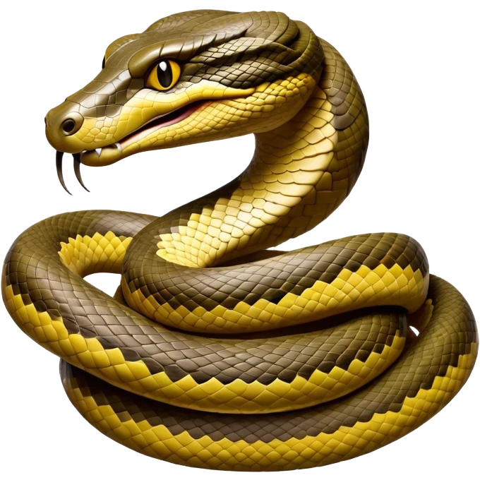 Cinematic Noble Anaconda Portrait Emoji, Poised and imposing, with a massive, sinuous build draped in intricately patterned scales and piercing, focused eyes, Simplified yet sharp and sophisticated features, highly detailed, glowing with a soft, earthy glow, high shine, intelligent and formidable, stylized with an air of primal elegance, focused and mysterious, soft glowing outline, capturing the essence of a watchful jungle guardian that feels as though it could coil out of the screen with effortless authority! emoji