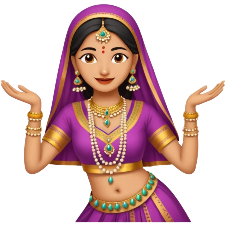 Indian woman in traditional clothes dances.  format portrait emoji