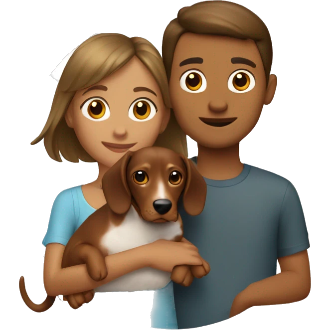 Girl and boy with two dachshunds emoji