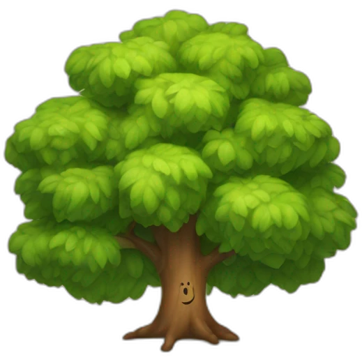 tree with a smiling face emoji