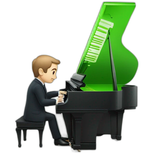 macron qui joue du piano avec de l'eau de chaton vert emoji