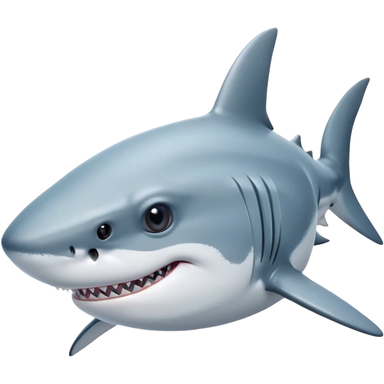 Cinematic Noble Shark Portrait Emoji, Poised and regal, with a sleek, powerful build and a smooth, streamlined body in icy gray and white tones, deep-set soulful piercing eyes, Simplified yet sharp and sophisticated features, highly detailed, glowing with a soft, dignified glow, high shine, intelligent and formidable, stylized with an air of oceanic majesty, focused and attentive, soft glowing outline, capturing the essence of a watchful and confident predator, so majestic it feels as though it could glide out of the screen with effortless authority! emoji