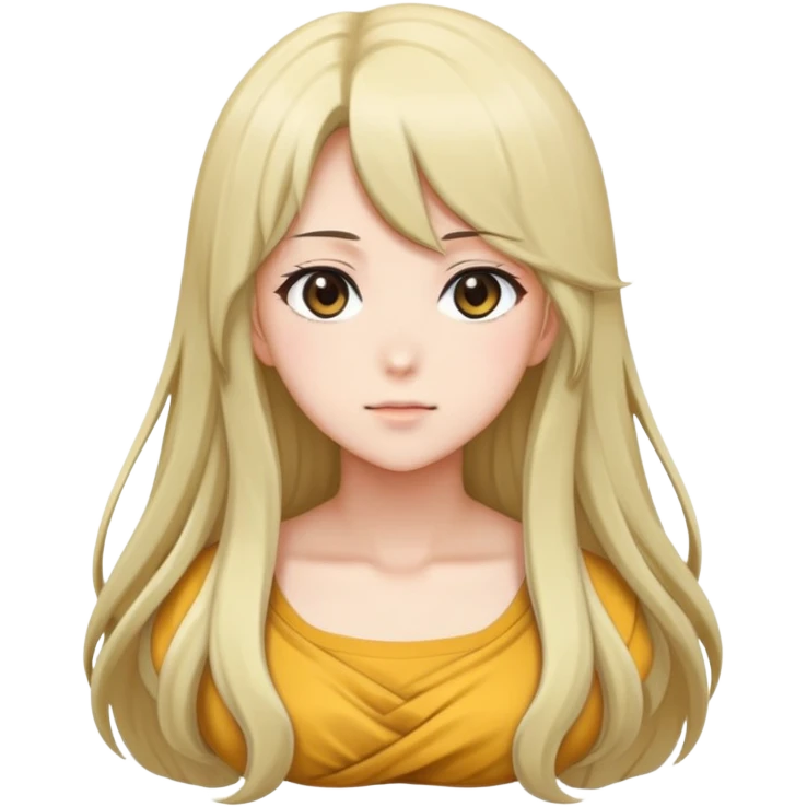 Anime girl with large bust size, generous figure, long hair emoji