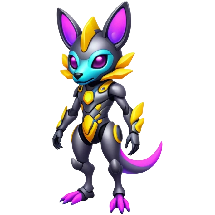 modern colorful neon-colored Fakémon-Protogen-creature (full body) emoji