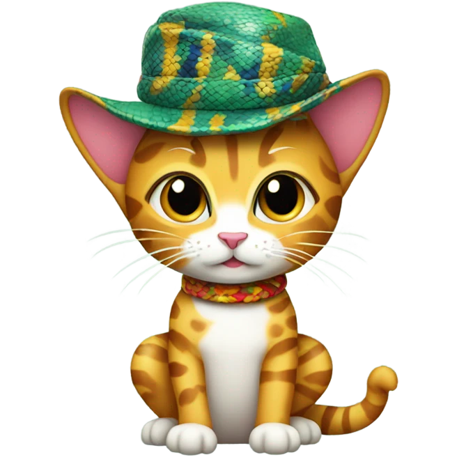 cute cat with a snake hat emoji