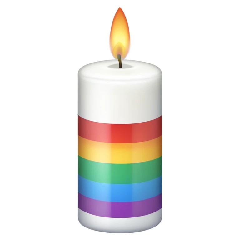 white candle with rainbow background emoji
