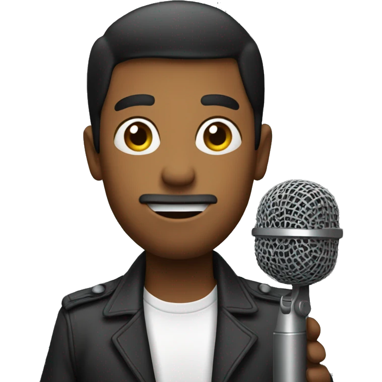 man holding out microphone emoji