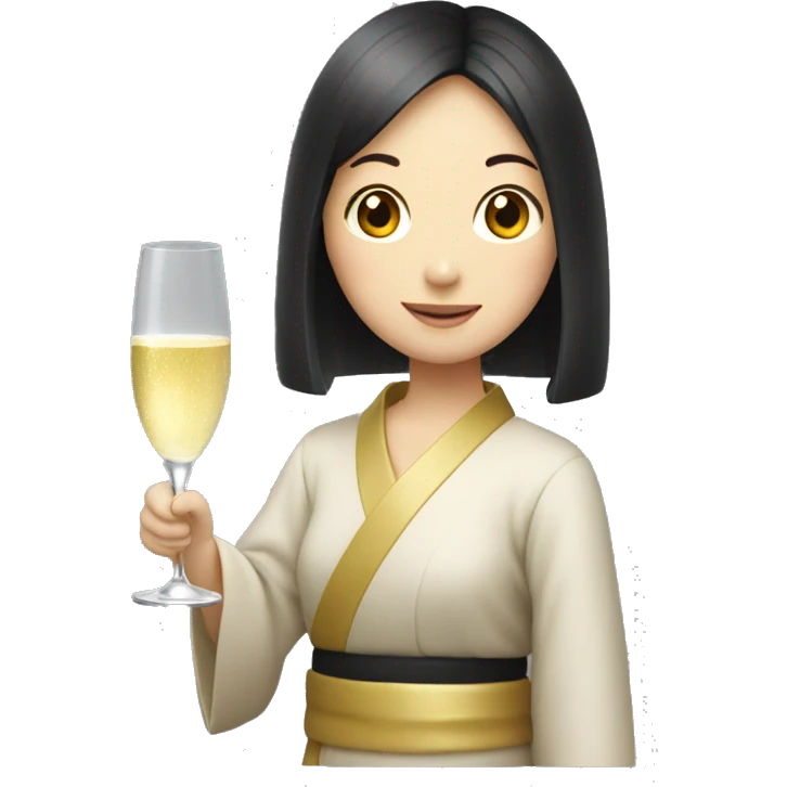 Japanese girl holding a champagne glass  emoji