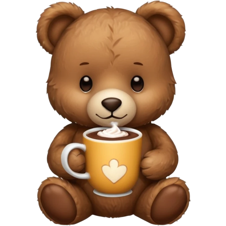 Teddy bear holding cup of hot chocolate  emoji