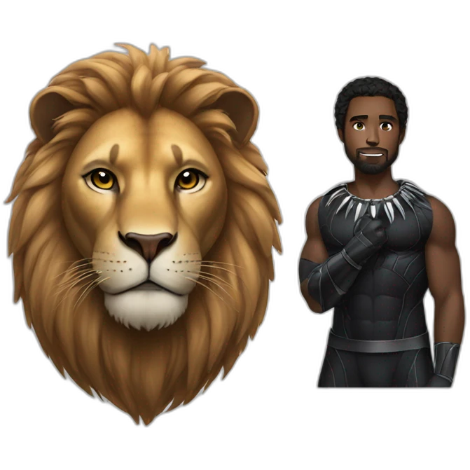 Lion with beautiful black panther emoji