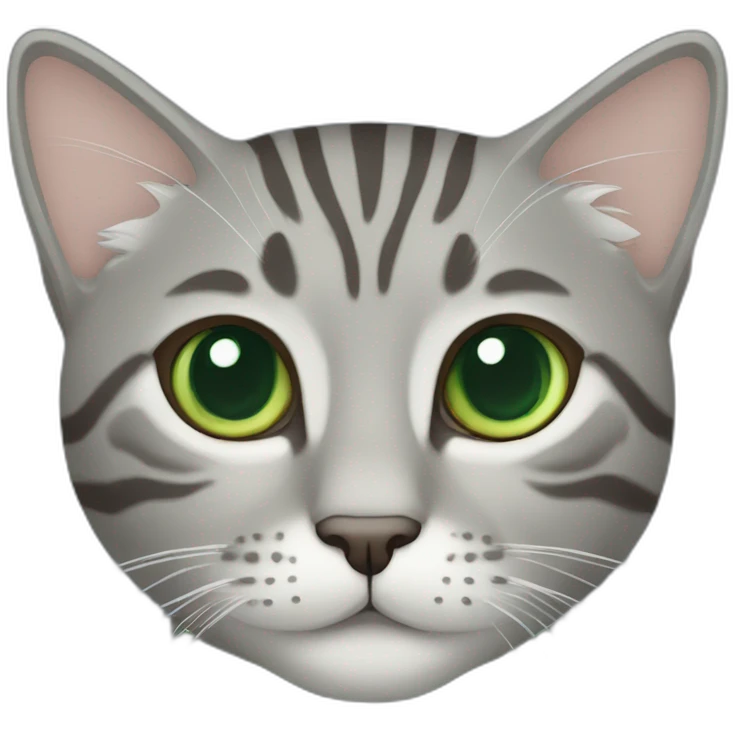 Gray tabby with Green eyes and blue collar emoji