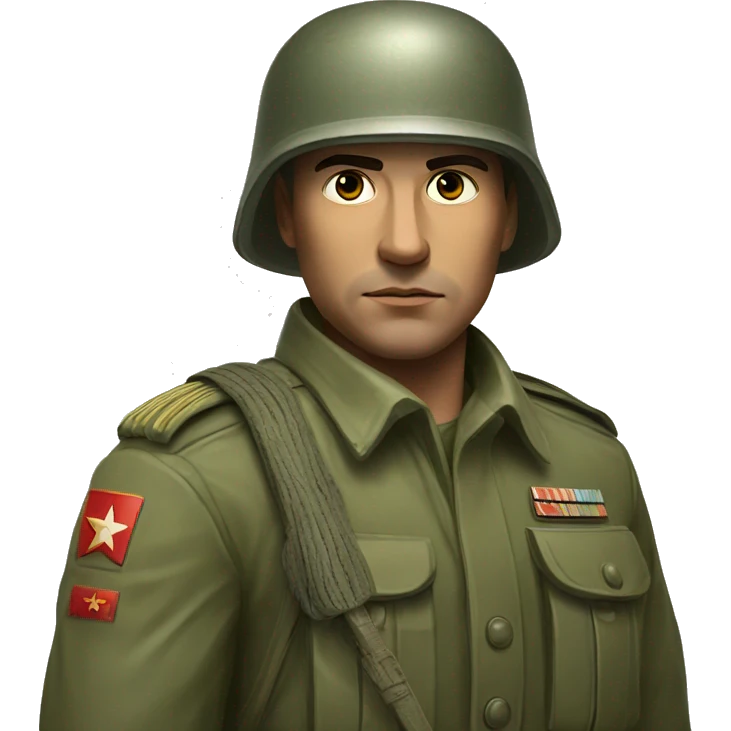realistic ussr soldier serious with military takes emoji