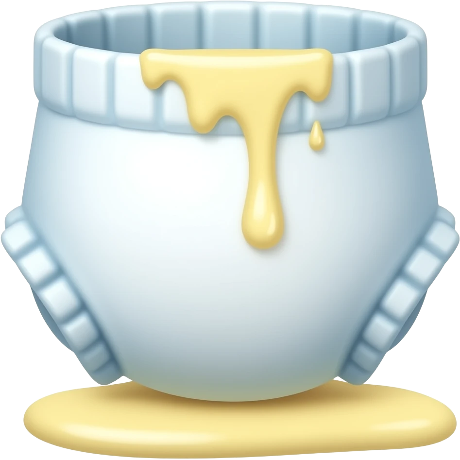 Diaper soaked with pale yellow pee, leaking and dripping emoji